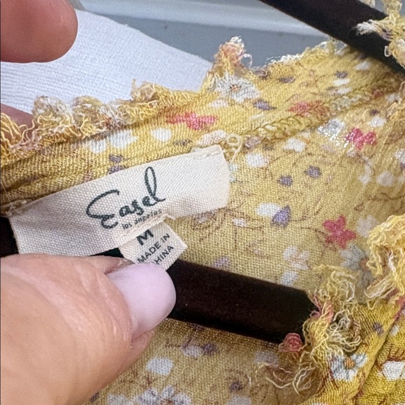 Easel Floral V-Neck Mini Dress in Yellow - Picture 2 of 5